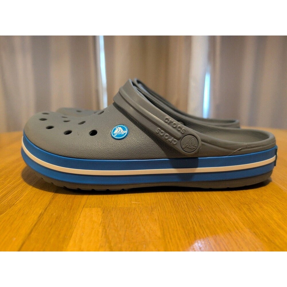Crocs Crocband II Clogs Grey Blue White Women 9 Men 7 Comfy! Great Condition!